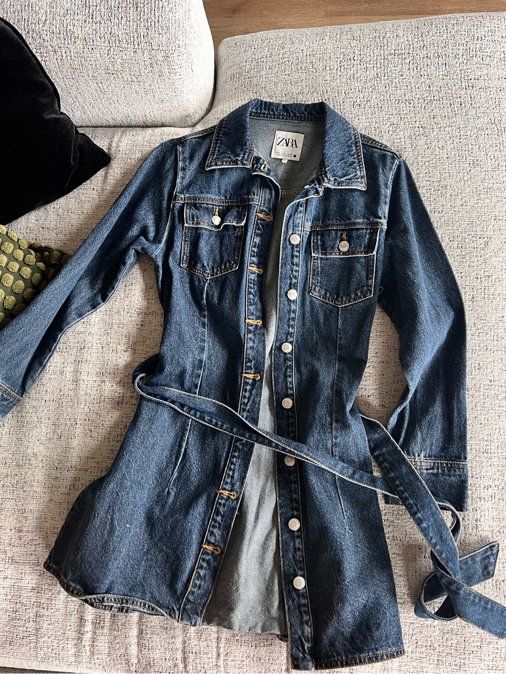 Zara Blue Denim Dress with Belt